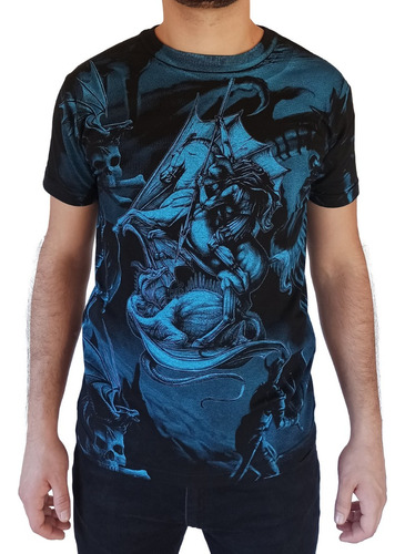 Remera Estampada - San Jorge Azul - Calavera - Full 