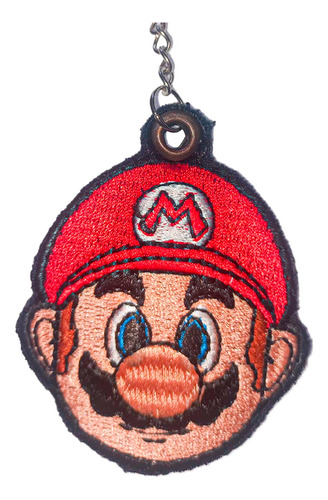 Llavero Bordado Doble Cara De Mario Bros