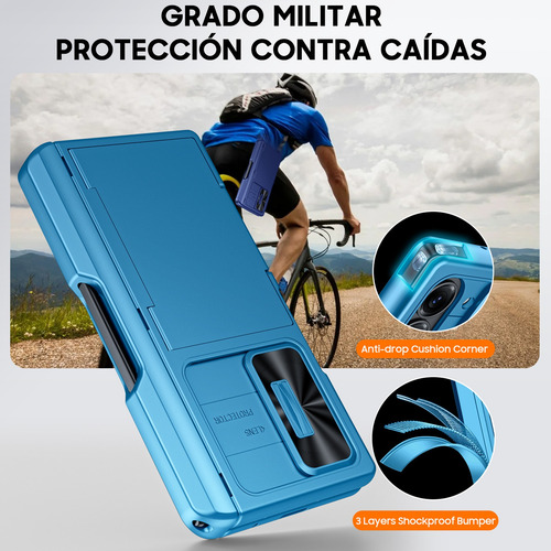 Funda Tipo Cartera Para Samsung Galaxy Z Fold 6 Tarjetero Rfid Soporte Para S Pen Protectora De Silicona A Prueba De Golpes Para Z Fold 6 2024 (azul)