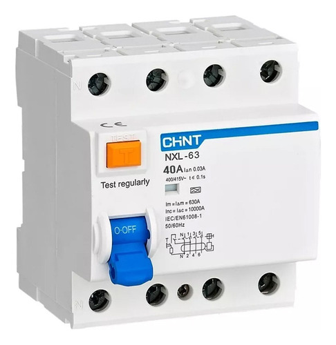 Disyuntor Diferencial Tetrapolar 40 Amp - 6ka - 30ma - Chint