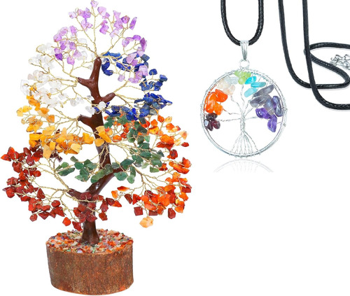 Árbol De La Vida De Cristal De Los Siete Chakras, Colgante D