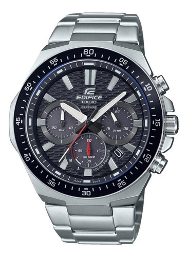 Reloj Casio Edifice Solar Saphire Original Hombre E-watch Color de la correa Plateado Color del bisel Negro Color del fondo Negro