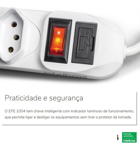 Imagem 3 de 5 de Epe 1004 Protetor Eletrônico Intelbras Com 4 Tomadas