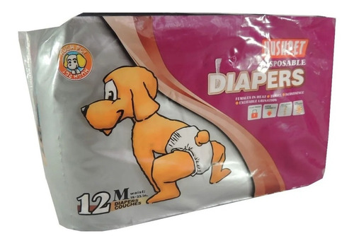 Pañales Desechables Para Perros Talla M Paca X 12 Unidades 