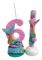 Comprar Vela Temática Sirena En Porcelana Fria + Bengala