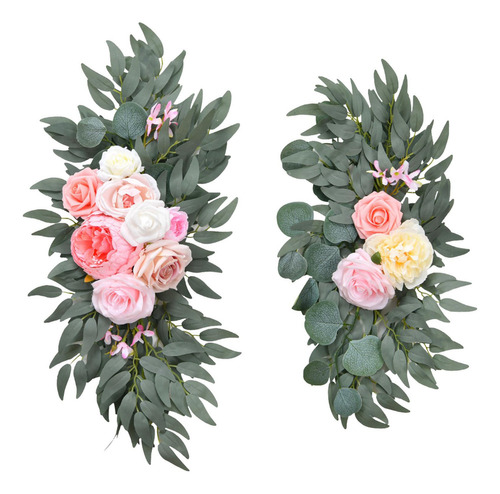 2 Piezas De Flores En Forma De Arco Para Bodas, Hojas Rústic