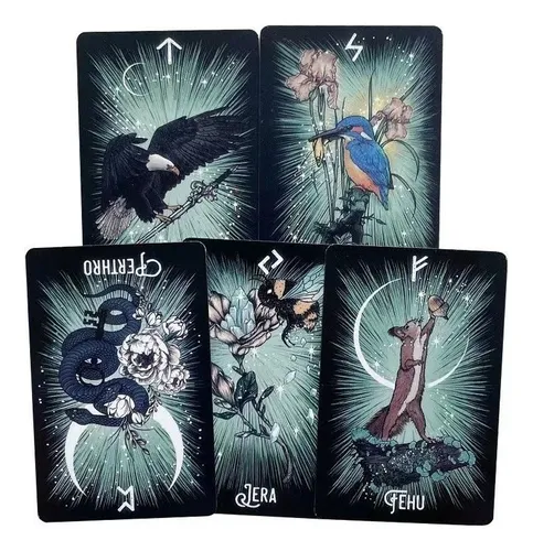 Runas For Baraja De Tarot Independiente De 24 Cartas Con Or