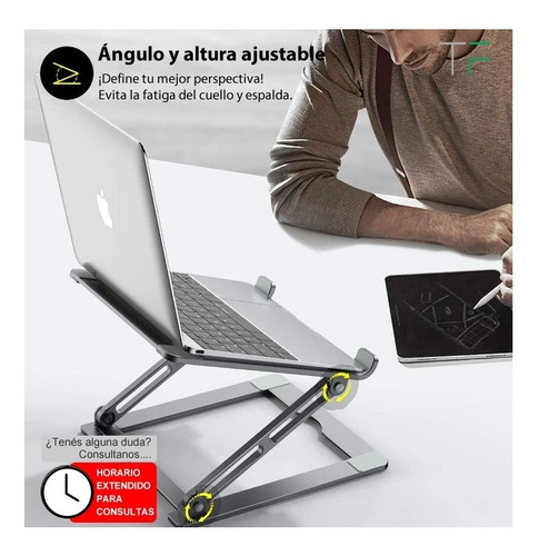 Imagen 3 de 5 de Soporte Laptop De Alumnio, Plegable, Estable Y Ajustable