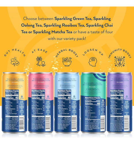 8th Wonder Sparkling Superfood Té Verde Con Jugo De Fruta Re