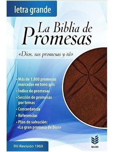 Biblia Reina Valera 1960 Color Café Promesas Letra Grande