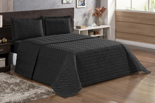 Cobre Leito Pratic Queen Preto Conjunto De Cama 3 Peças Matelassê Premium De Ótima Qualidade Casa Laura Enxovais