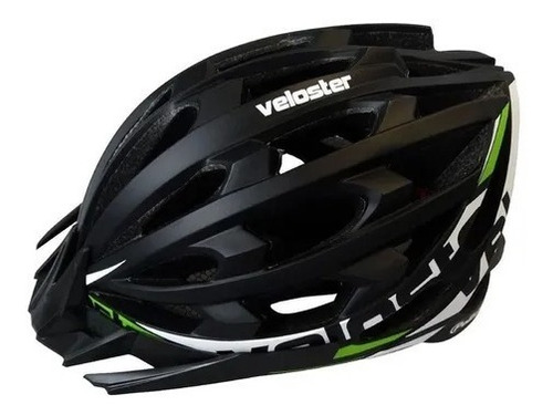 Capacete Ciclismo Polisport Veloster Mtb Road Bike Speed Cor Preto/Branco/Verde Tamanho M 55-58cm