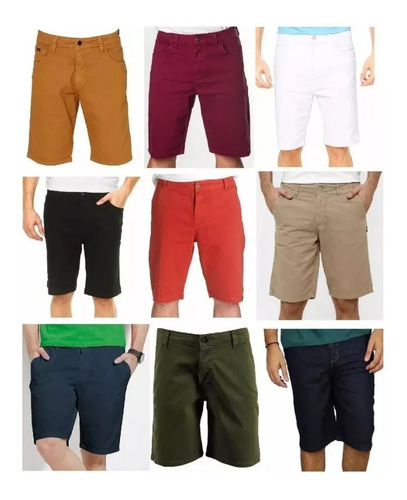 Imagem 1 de 9 de Bermuda Jeans Sarja Lycra Plus Size Kit C/ 2 Tamanho Grande