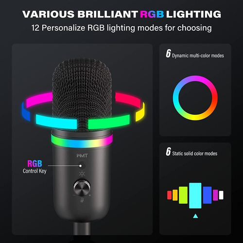 Wmt Microfono Usb Gaming Rgb Streaming Pc Mac Ps4 Ps5