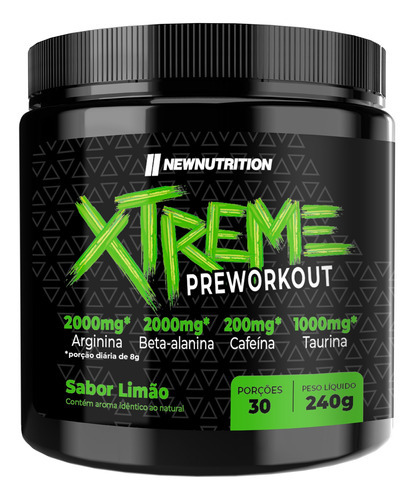 Suplemento Alimentar Pré Treino Xtreme 240g Newnutrition Sabor Limão