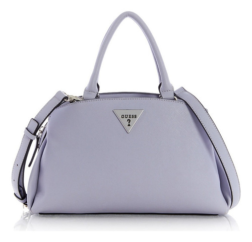 Bolsa Guess Tupelo Satchel Color Lila Para Mujer Acabado de los herrajes Niquel Color de la correa de hombro Negro Diseño de la tela Liso