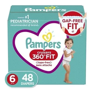 Pampers Cruisers 360 Fit Pañales, Tamaño 6, 48 Ct