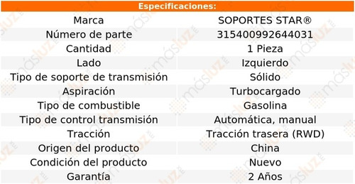 1) Soporte Transmisión Izquierdo C250 1.8l 4 Cil 12/15