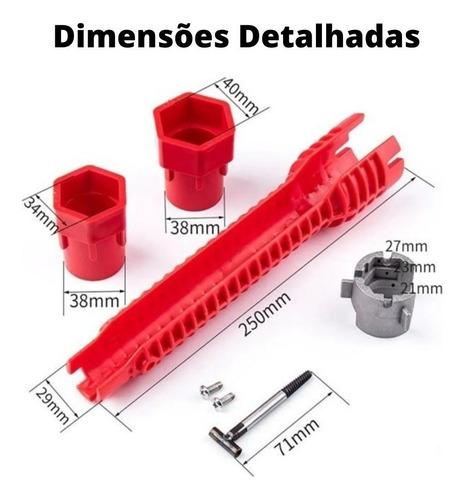 Chave Hidráulica Multifuncional Profissional 8/1 Ajustável Cor Vermelho