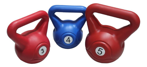 Kit Combo Pesas Rusas Kettlebel Pvc Combo 3-4-5 Kg Fitness