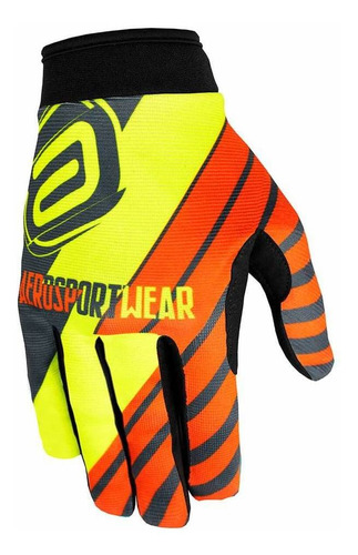 Luva Asw Race Moto Dna Offroad Motocross Trilha Enduro Cor Laranja fluo cinza Tamanho P