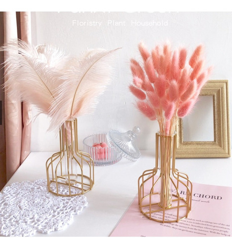 \ Decoración De Sala De Estar Con Jarrón Hidropónico Dorado