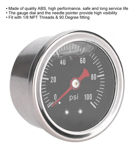 A 0-100 Psi/bar Medidor De Pressão De Combustível Universal