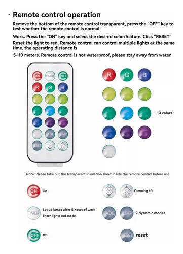 Luz Nocturna Rgb Con Control Remoto Inalámbrico Led Remote C