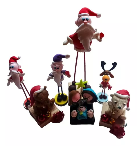 7 Figuras Navidad Nacimiento Santas Reno Osos Navideños