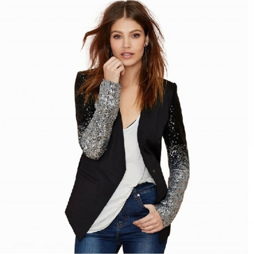 Chaqueta De Traje Slim De Mujer Con Lentejuelas