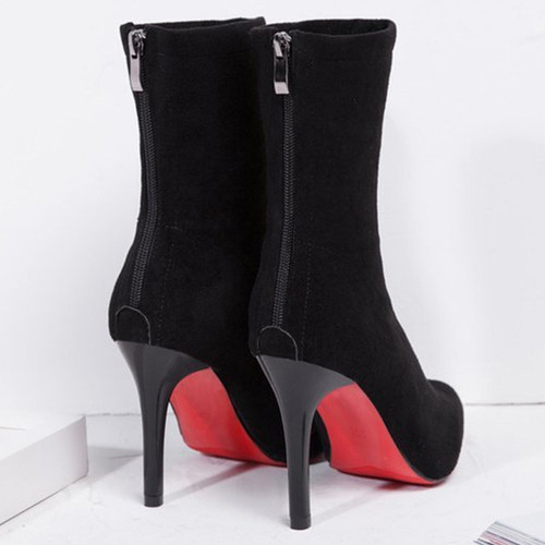 Bota De Tacón Alto Mujer Moda Elegante Cómodo Con Cremallera
