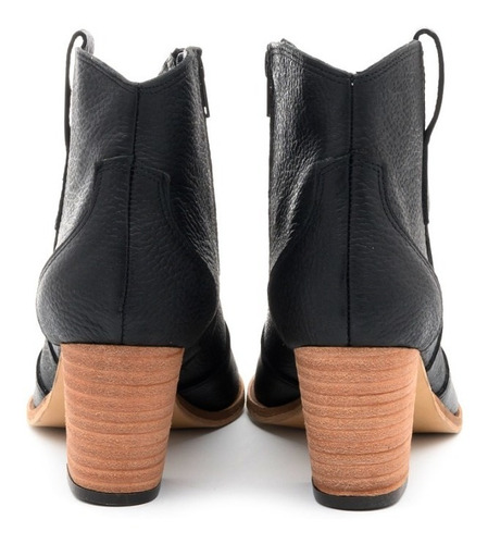 Botas Texanas Caña Corta Cuero Cierre Taco 6 Cm Mujer