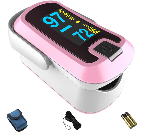  Pink Dual Color Oled Finger Pulse Oximeter  Blood Oxyg...