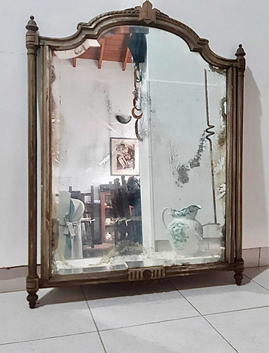 Imagen 6 de 7 de Antiquísimo Espejo Biselado Marco De Madera 83 X 70 Cm