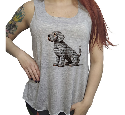 Musculosa Ac Dama Perro Tierno Hecho Con Notas Musicales