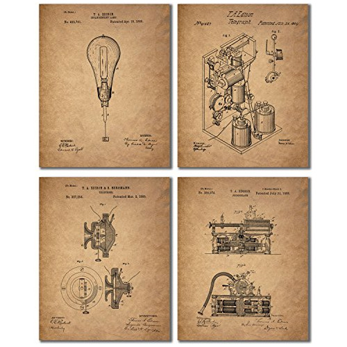 Impresiones De Patentes De  , Conjunto De 4 Lámparas V...