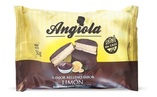 Alfajores Cubierto De Chocolate Angiola Mousse 50g Sin Tacc