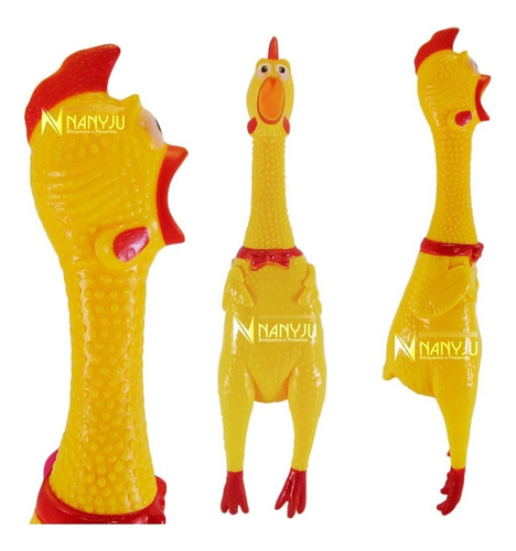 Frango De Borracha Grita Galinha Depenada Mordedor 41 Cm