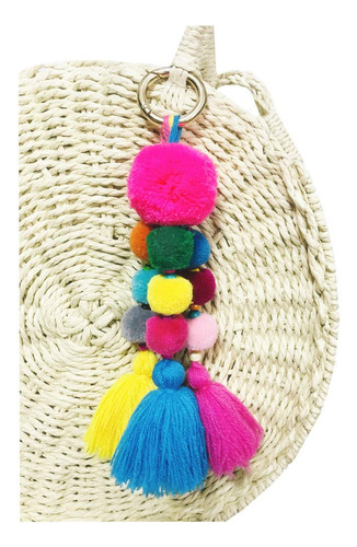 Qtmy Colorido Pom Pom Tassel Bolsa Larga C B07q3fpmff_070424