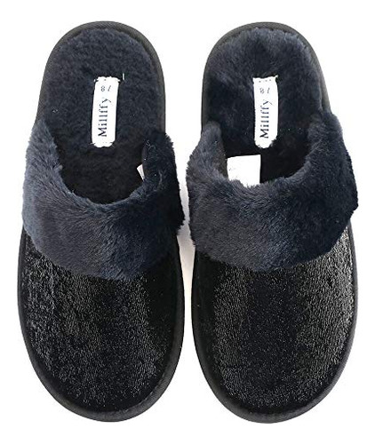 Big Fuzzy Babba Magic Sequin Slipper Black B07rjpjv3d_210324