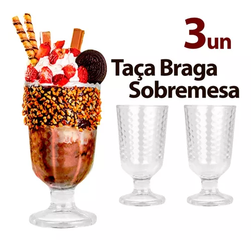 Jogo De 3 Taças 200ml Hercos Braga Sobremesa Açaí Sorvete