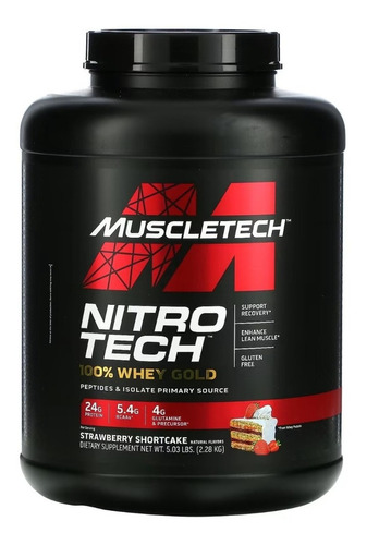Imagen 1 de 1 de Suplemento en polvo MuscleTech  Nitro Tech 100% Whey Gold proteína sabor strawberry en pote de 2.28kg