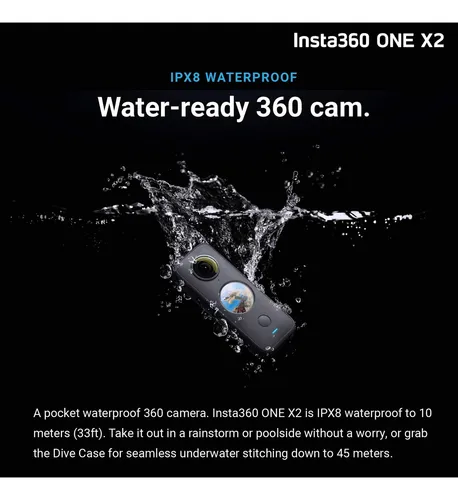 Insta360 One X2 360 Cámara Con Visualización Táctil - 5.7k30 360 Video, Modo De Cámara Frontal Constante, Foto De 18mp 360 + Instapano | El Paquete Incluye Adaptador De Montaje Para Gopro Ecosystem Y