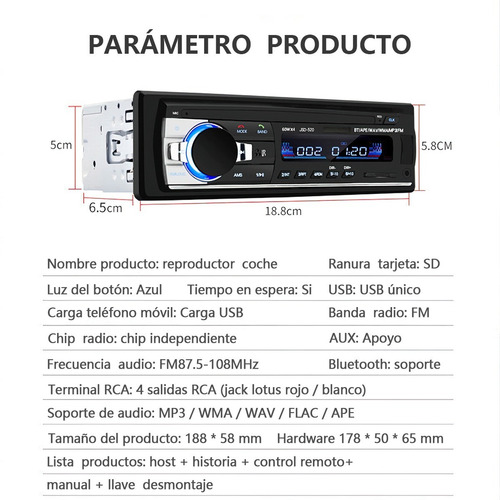 Imagen 8 de 8 de Auto Estereo Reproductor Mp3 Bluetooth Manos Libres Control