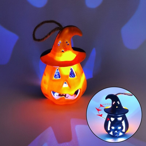 Imagen 2 de 10 de Vela Calabaza Bicolor Led Halloween Pumpkin Luminoso