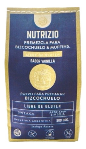 Premezcla Bizcochuelo Y Muffins Nutrizio Sin Tacc X 500 Grs.