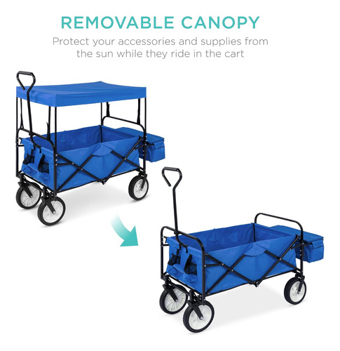 Carrito De Carga Plegable Con Toldo Y Portavasos Azul