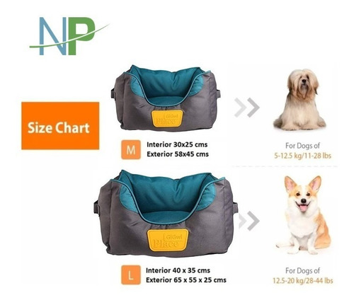 Imagen 2 de 9 de Cama Perro Gato Gigwi Place Gris/verde Large 65x55x25 Np