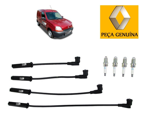 Kit Cabo De Vela E 4 Velas Motor 2 Eletrodos Kangoo 00 A 03