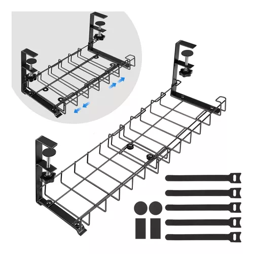 Organizador de cables retráctil debajo del escritorio, bandeja de